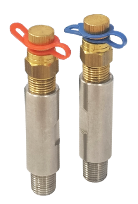 ART 298 Brass Test Point with Stainless Steel Extension. Pair - Red & Blue